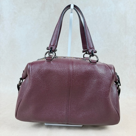 Coach Primrose Willow Floral Appliqué Leather Satchel Oxblood Gunmetal Hardware - Picture 4 of 17